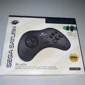 Retro-bit SEGA Saturn 8-Button Arcade Pad 2.4GHz Wireless Controller New - Picture 1 of 2