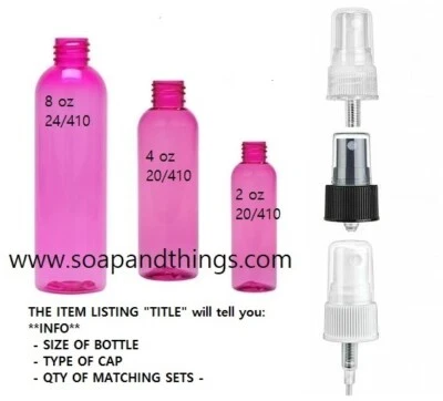4 oz PINK Bullet Plastic Bottle -PET-12 sets choice of SPRAYER caps FREE SHIPP - Image 1 of 2