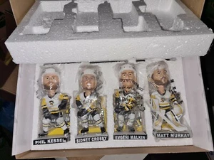 2017 Pittsburgh Penguins Back To Back Champions 4 Bobblehead Set NIB 81-87-71-30 - Picture 1 of 12