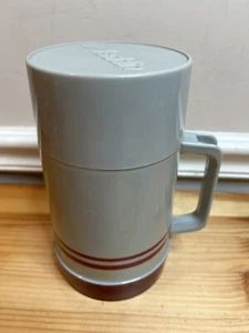 Vintage Aladdin Thermos Pint Wide Mouth Grey Maroon No. 44 Stopper 040A Filler - Picture 1 of 12