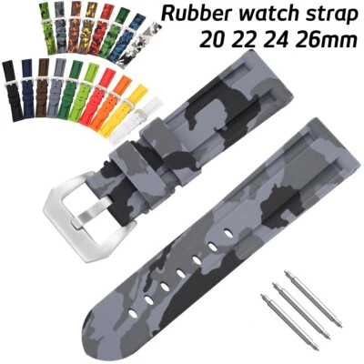 Cinturino orologio silicone spesso cinturino gomma cinturino mimetico 20mm 22mm 24mm 26mm - Immagine 1 di 4