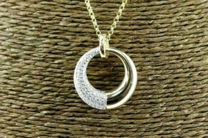 1.50 Ct Round Cut Real Moissanite Women's Circle Pendant 14k Yellow Gold Plated - Picture 1 of 4