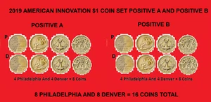 Moneda de dólar American Innovation 2019 P & D positivo A & B conjunto de 16 monedas UNC - Imagen 1 de 1