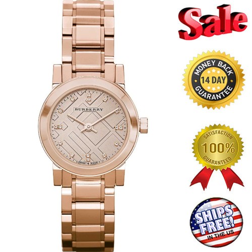 Orologio 100% NUOVO Burberry BU9215 Heritage Donna Quadrante Oro Rosa Inox 