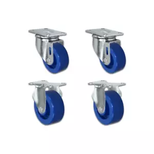 3" Solid Polyurethane Wheel | 2 Swivel & 2 Rigid Caster Set of 4 - Picture 1 of 2