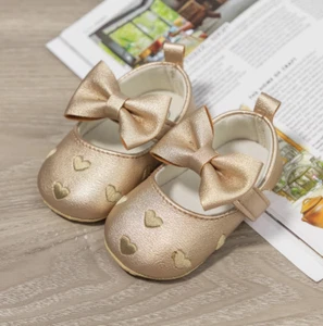 Baby Girls Kids Princess Party Pram Shoes Soft Newborn Non-slip Bow Slippers New - Picture 1 of 13