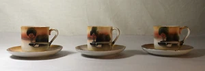 3 Antique Noritake Hand Painted Demitasse Cup & Saucer Japan Vintage - Picture 1 of 12