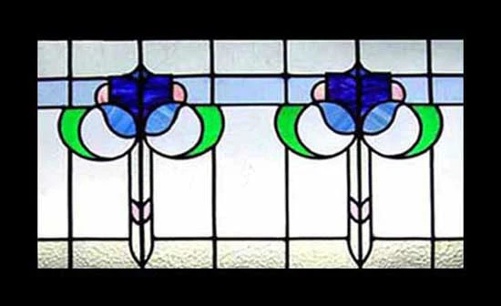 Fabulous Edwardian Sapphire Flower Antique English Stained Glass Window - Image 1 of 1