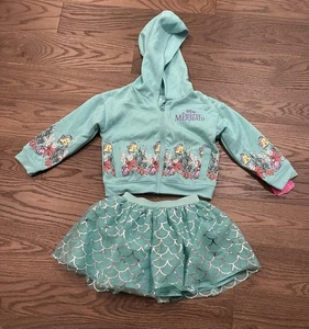 Disney Princess Ariel Little Mermaid Teal 2pc Tutu Hoodie Set Size 3T Girls  - Picture 1 of 12