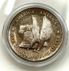 1 oz Western States Refining - Eagle with Bell .999 Fine Silver Round - Toner! - Picture 1 of 2