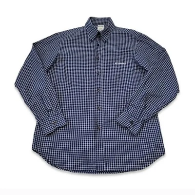 Vintage 90's Moschino Navy Blue Check Longsleeve Button Down Shirt Size Medium - Image 1 of 4