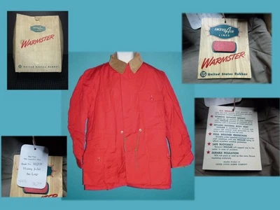 NOS Vtg 50s Warmster BRIGHT Red Hunting Coat Jacket InsulAir Insulated Sz L NWT - Image 1 of 4