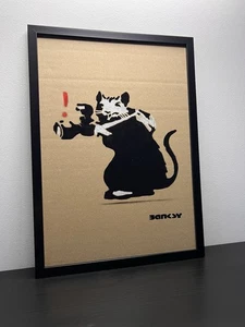 Banksy (after) - pochoir sur carton 20×30 - encadré - édition 50 ex - Foto 1 di 7