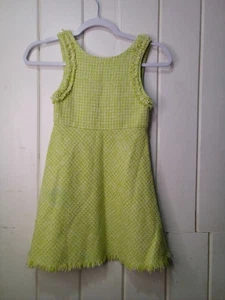 Zara Dress Girls 8 Sleeveless Tweed Raw Rem Green - Picture 1 of 16