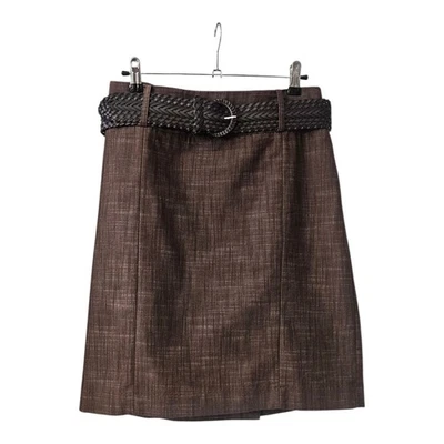 Falda Larry Levine Talla 8 Cinturón Marrón Elastizado Incluido Botón Kick Hendidura Foto 1 de 4