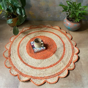 Tapis 100 % jute naturel style tressé bord festonné tapis moderne tapis - Imagen 1 de 5