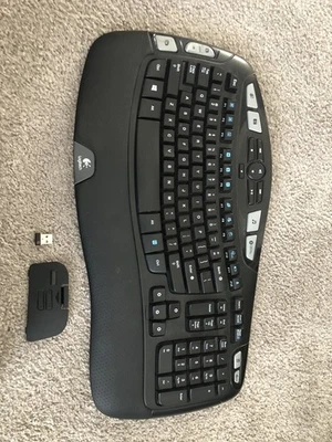 Logitech K350 Black Wave Wireless Keyboard Ergonomic with Dongle TESTED - Image 1 of 4