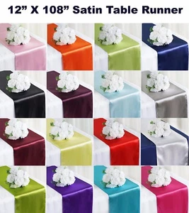 25 Satin Table Runners 12"X108" Wedding B'day Party Banquet Event decoration NEW - Picture 1 of 30