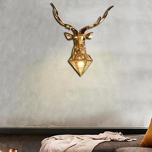 Antler Sconces Light Animal Wall Sculpture Deer Head Wall Lamp for Corridor - Picture 1 of 7