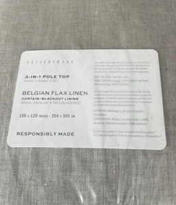 Pottery Barn 100 x 120" Belgian Flax Linen Blackout Curtain In Flax - Picture 1 of 11