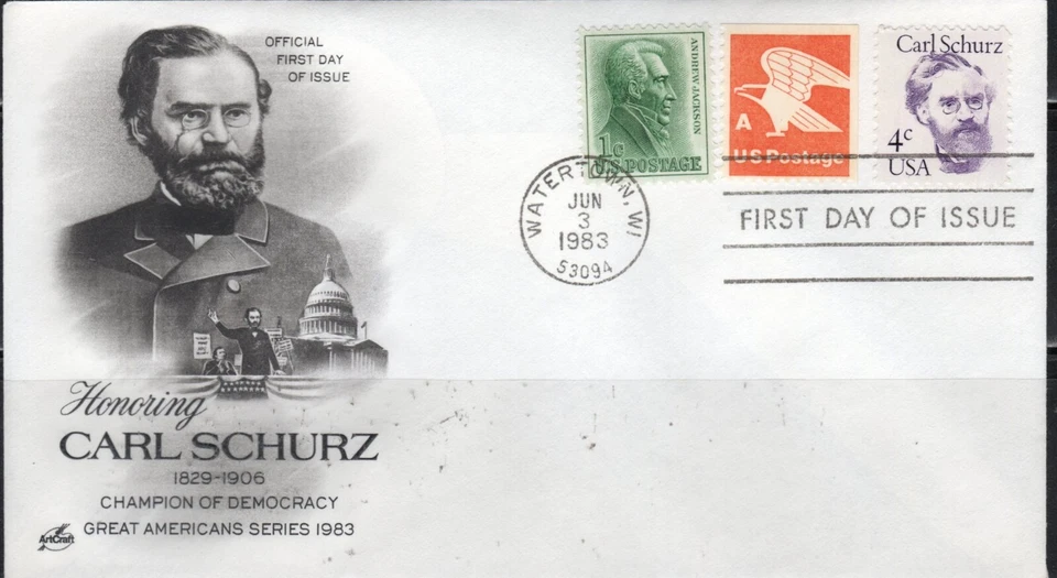 US Scott #1847 "Carl Schurz", First Day Cover, ArtCraft Cachet - Image 1 of 1