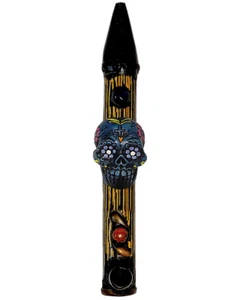 Pipa de la paz para fumar tabaco azul calavera hecha a mano día día de los muertos regalo - Imagen 1 de 1