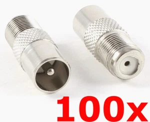 100 Pack PAL Male to F Type Female Jack Adapter Coax TV Radio Antenna Converter - Picture 1 of 1