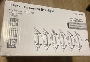 6 Pack 6 Inch LED Downlight Dimmable Adjustable Color 900 Lumens, 14 Watts - Picture 1 of 4