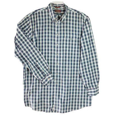 Camisa masculina manga longa Nordstrom XXL alta verde roxa branca xadrez com botões - Imagem 1 de 4