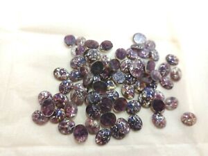 full package,72 vintage czech oval amethyst foiled cabochons in 10x8mm