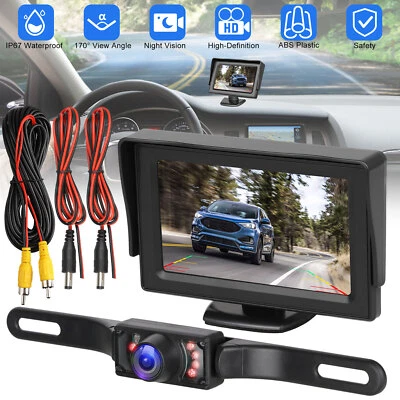 4.3 IR Backup Camera Monitor System Car Rear View Reverse Parking Night Vision - Image 1 of 4