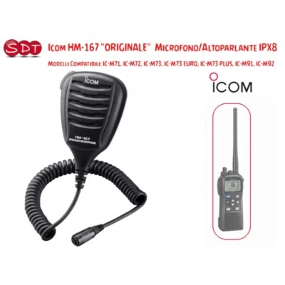 ICOM HM-167 MICROFONO-ALTOPARLANTE IPX8 PER IC-M71, IC-M72, IC-M73, IC-M73 EURO, - Imagen 1 de 2