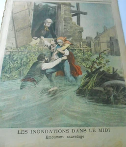 1897 Inondations dans le midi Emouvant sauvetage Illustration Gravure - Picture 1 of 1