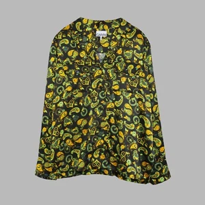 Ganni Paisley Smiley Print Satin Shirt | EU 38 | UK 10 - Picture 1 of 9