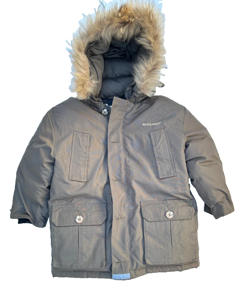 WOOLRICH  Childs Duck Down Winter Parka  real fur XS 4/5 - Image 1 of 4
