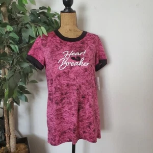 NEW Lularoe Punk Rock Heart Breaker Pink And Black Short Sleeve Womens Small* - Picture 1 of 8