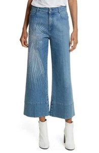 NWT STELLA MCCARTNEY Studded DENIM CULOTTES PANTS SIZE 25, US 2 - Picture 1 of 12