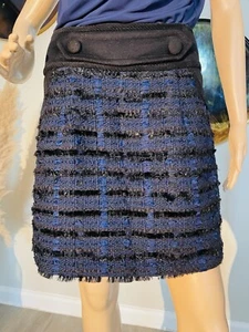 New BLUMARINE short blue tweed skirt lurex velvet accent. Italy, size 38, US S-M - Picture 1 of 16