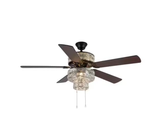 River of Goods Böhmischer durchbohrter Metall 52" klar Kristall LED Deckenventilator mit Licht - Bild 1 von 4