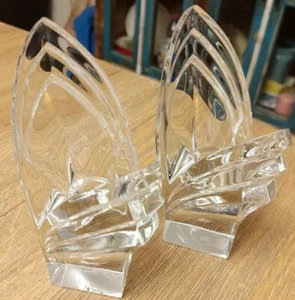 Pair Of Mikasa Crystal Candle Holders Art Deco Chevron Made in Germany - Picture 1 of 11