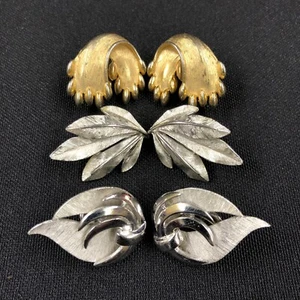 Lote de 3 Pendientes Clip Trifari Vintage Tono Dorado Tono Plata - Imagen 1 de 11