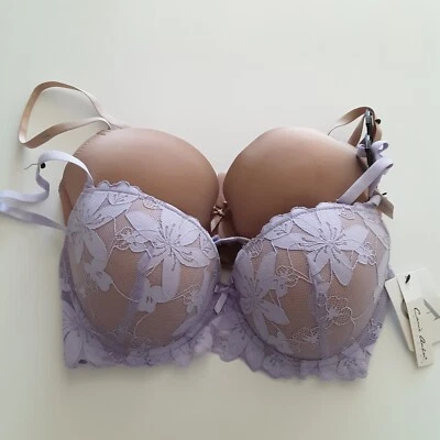 Carrie Amber Intimates Womens 36D Gentle Push Up Bras Purple Lace Tan 2 Pack - Image 1 of 4