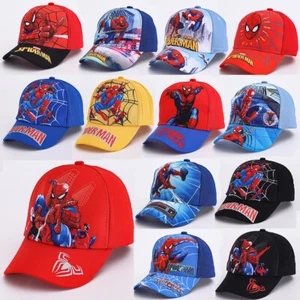Boys Spider Man Cotton Baseball Cap Hats Kids Outdoor Sun Caps Hip Hop Snapback - Picture 1 of 39