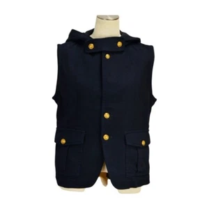 tricot COMME des GARCONS Vest  Hood Gold Buttons Navy Made in Japan Wool AD2011 - Picture 1 of 8