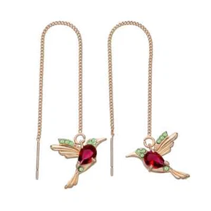 Hummingbird Earrings Stud Threader Long Drop Tassel Crystal Dangle Wholesale Hot - Photo 1 sur 14