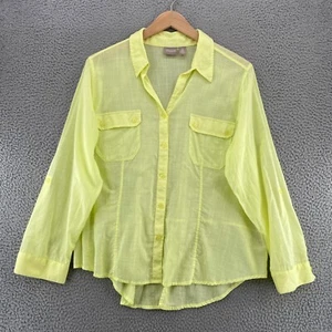 Chicos Top Damen 3 US Extra Large gelb Rollriegel Langarm Knopfleiste Kragen - Bild 1 von 11