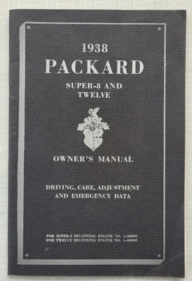 Packard Super 8 y 12 1938 manual del propietario libro guía del propietario ocho y doce Foto 1 de 4