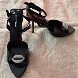 Nova Missy-111 Damen-Heels mit Kunstschlangenlederverzierung – schwarz, Größe 11 - Bild 1 von 4