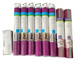 Cricut Vinyl Lot of 9 Rolls – Premium, Smart, Iron-On Glitter – Wild Aster New - Picture 1 of 5