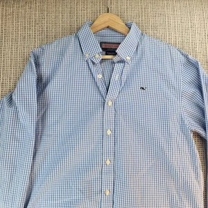 Vineyard Vines Hemd Jugend XL (20) blau Gingham Button Down Wal Logo Baumwolle - Bild 1 von 9